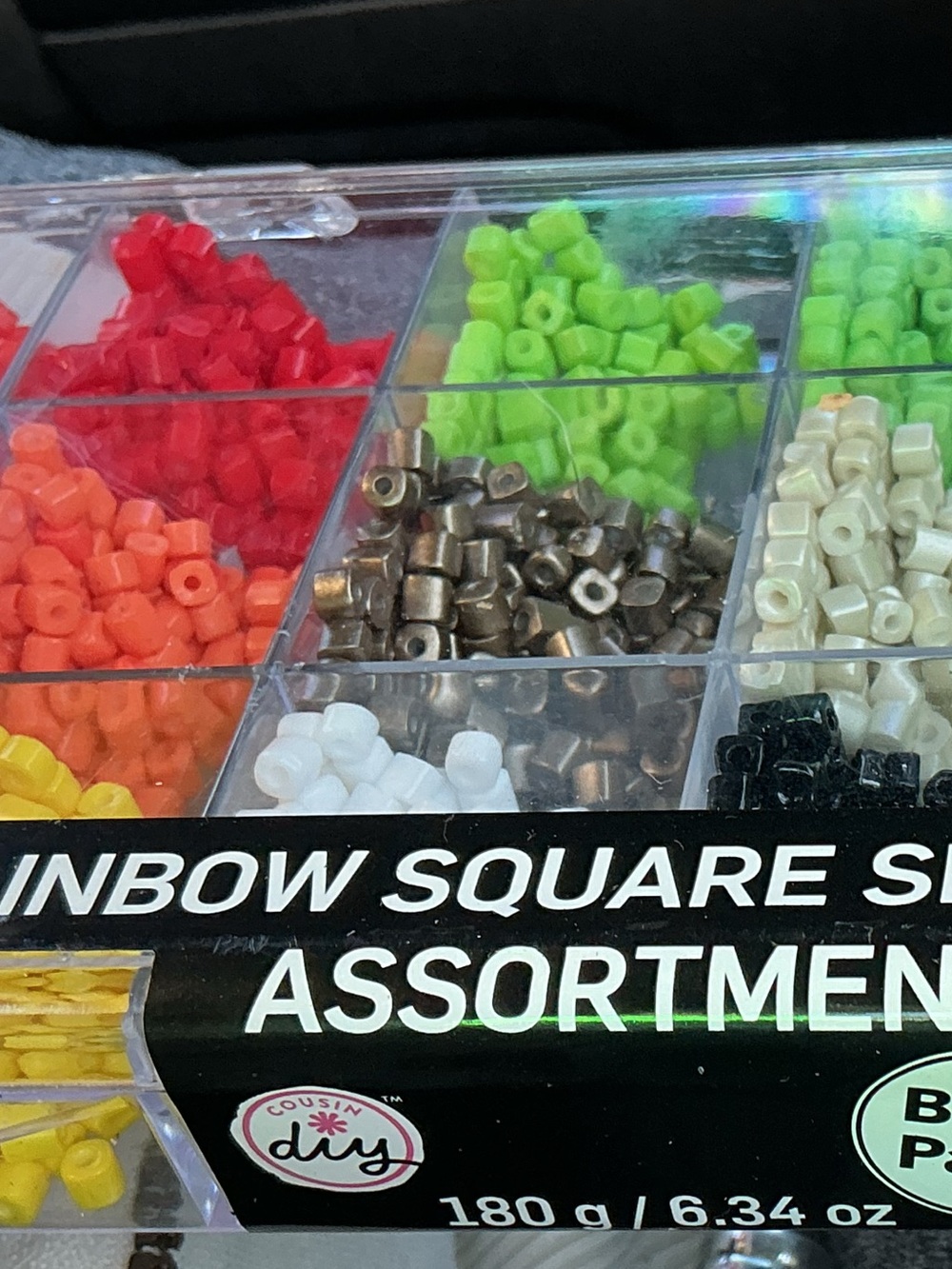Cousin DIY Rainbow Square Seed Bead Assortment Organizer Case (180g / 6.34oz)